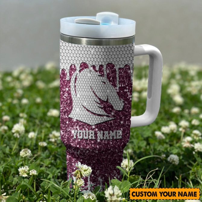 Brisbane Broncos Nrl Sports Glitter Custom Stanley Quencher 40Oz Stainless Steel Tumbler With Handle - Image 2
