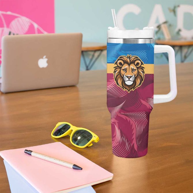Brisbane-Geelong Football Cracked Metal Style Custom Stanley Quencher 40Oz Stainless Steel Tumbler With Handle - Image 5