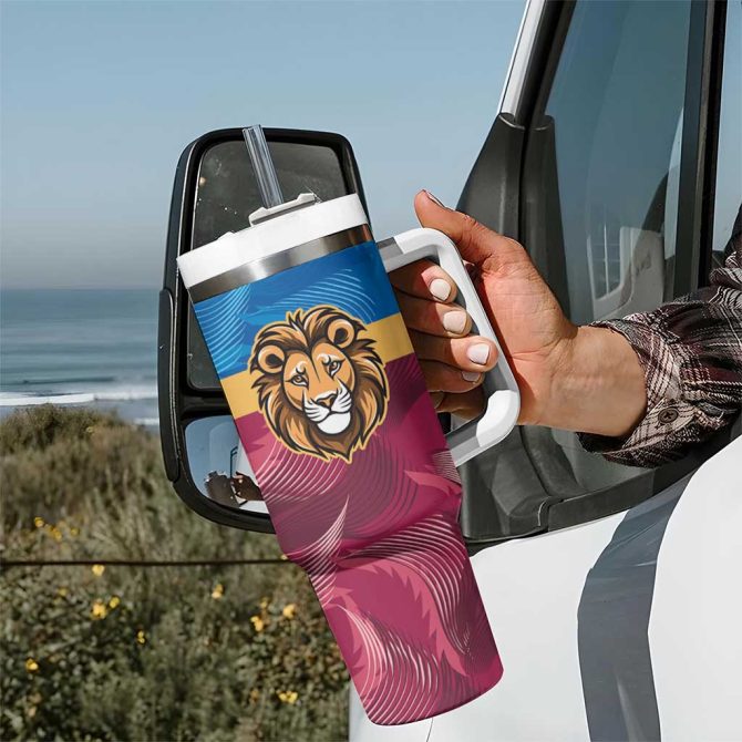 Brisbane-Geelong Football Cracked Metal Style Custom Stanley Quencher 40Oz Stainless Steel Tumbler With Handle - Image 7