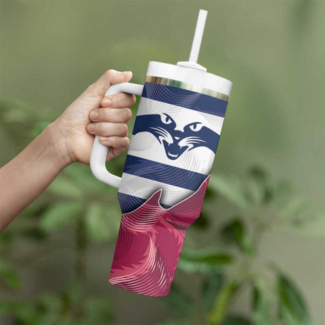 Brisbane-Geelong Football Cracked Metal Style Custom Stanley Quencher 40Oz Stainless Steel Tumbler With Handle - Image 4