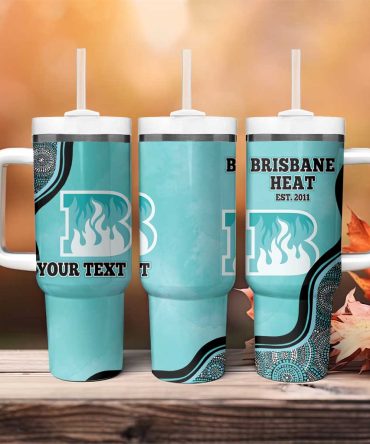 Brisbane Heat Indigenous Art #8211; Grunge Style Custom Stanley Quencher 40Oz Stainless Steel Tumbler With Handle