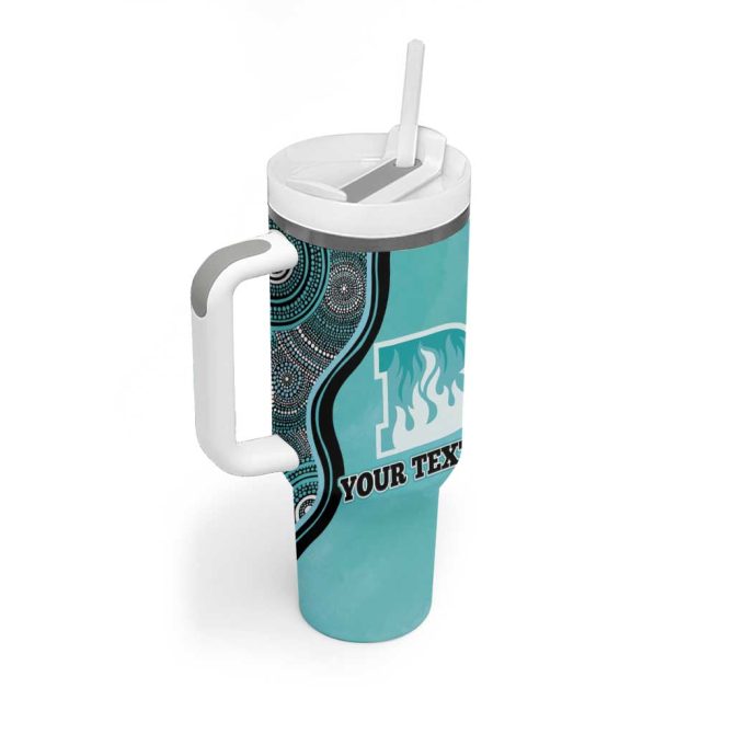 Brisbane Heat Indigenous Art #8211; Grunge Style Custom Stanley Quencher 40Oz Stainless Steel Tumbler With Handle - Image 3