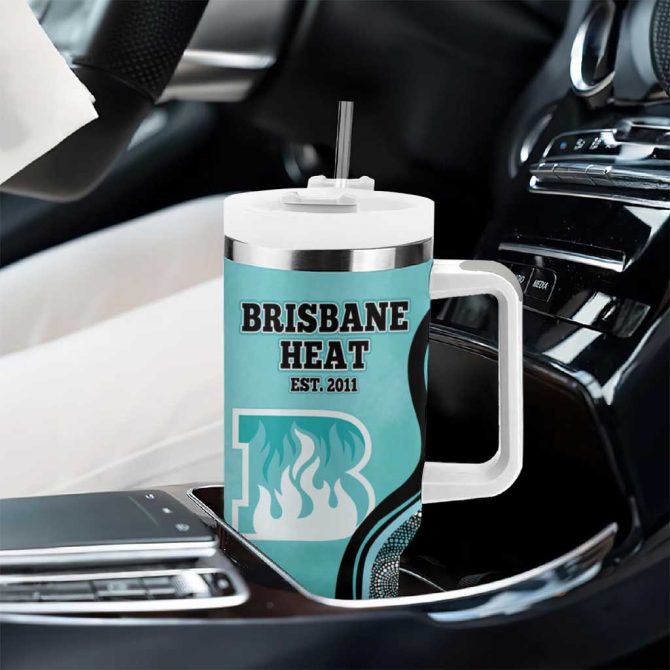 Brisbane Heat Indigenous Art #8211; Grunge Style Custom Stanley Quencher 40Oz Stainless Steel Tumbler With Handle - Image 8