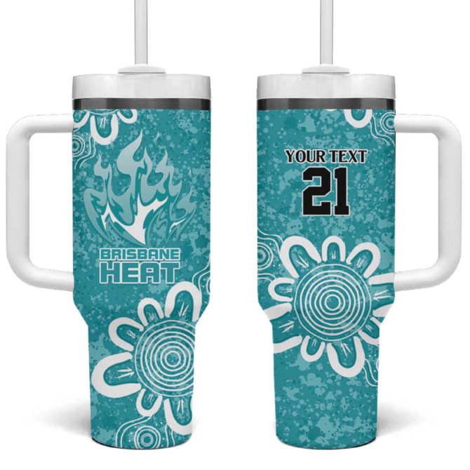 Brisbane Heat Minimalism Aboriginal Custom Stanley Quencher 40Oz Stainless Steel Tumbler With Handle - Image 2