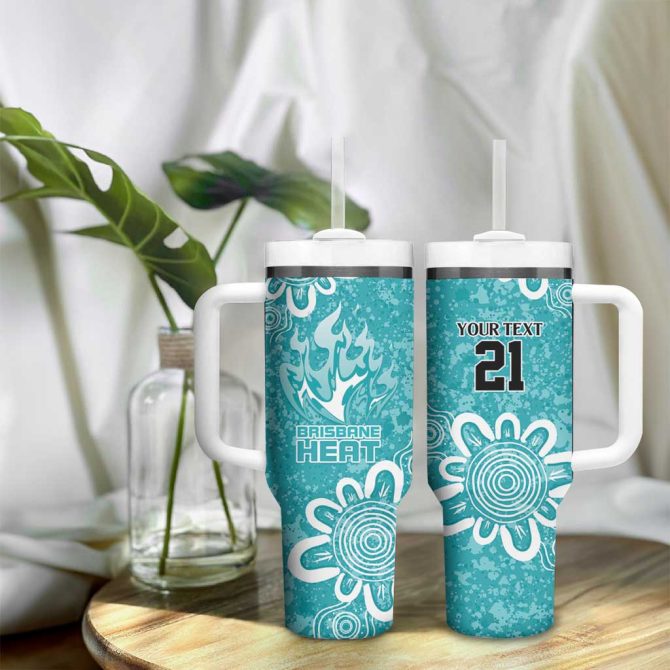 Brisbane Heat Minimalism Aboriginal Custom Stanley Quencher 40Oz Stainless Steel Tumbler With Handle - Image 9