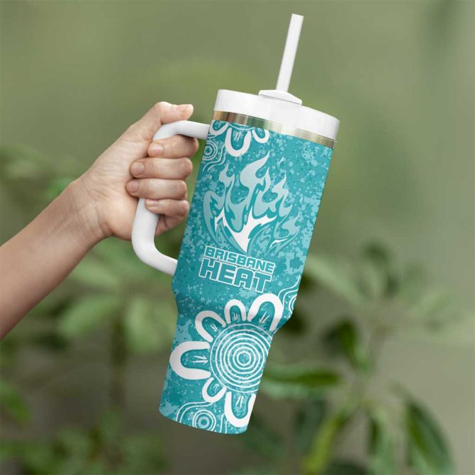 Brisbane Heat Minimalism Aboriginal Custom Stanley Quencher 40Oz Stainless Steel Tumbler With Handle - Image 4