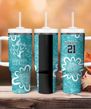 Brisbane Heat Minimalism Aboriginal Custom Stanley Quencher 40Oz Stainless Steel Tumbler With Handle
