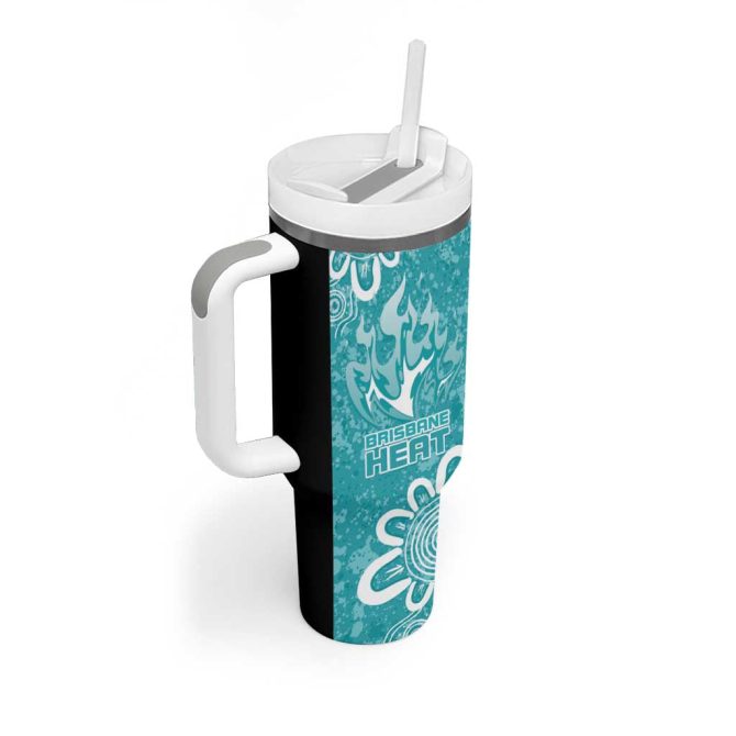 Brisbane Heat Minimalism Aboriginal Custom Stanley Quencher 40Oz Stainless Steel Tumbler With Handle - Image 3
