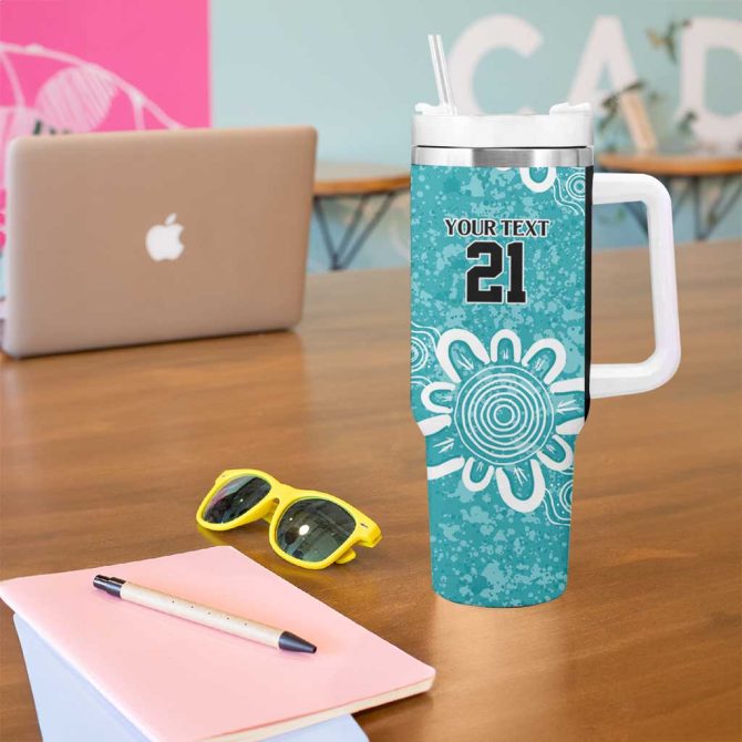 Brisbane Heat Minimalism Aboriginal Custom Stanley Quencher 40Oz Stainless Steel Tumbler With Handle - Image 5