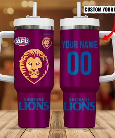 Brisbane Lions Afl Custom Stanley Quencher 40Oz Stainless Steel Tumbler