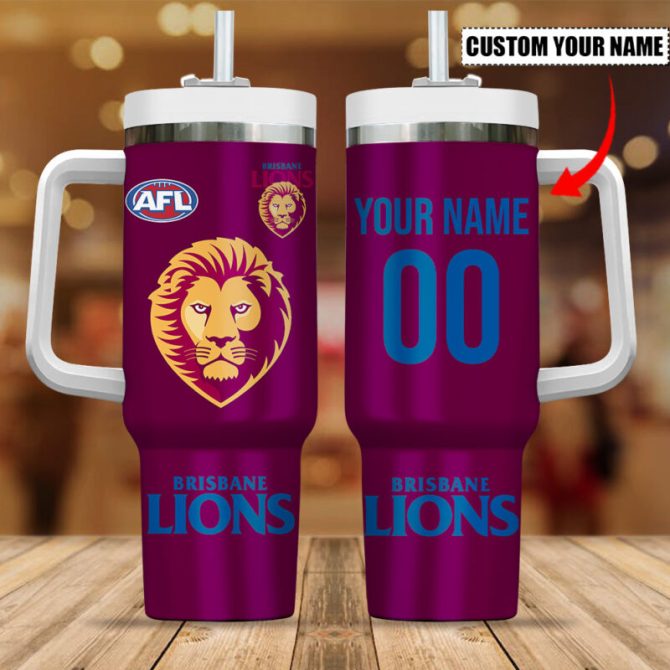 Brisbane Lions Afl Custom Stanley Quencher 40Oz Stainless Steel Tumbler - Image 6