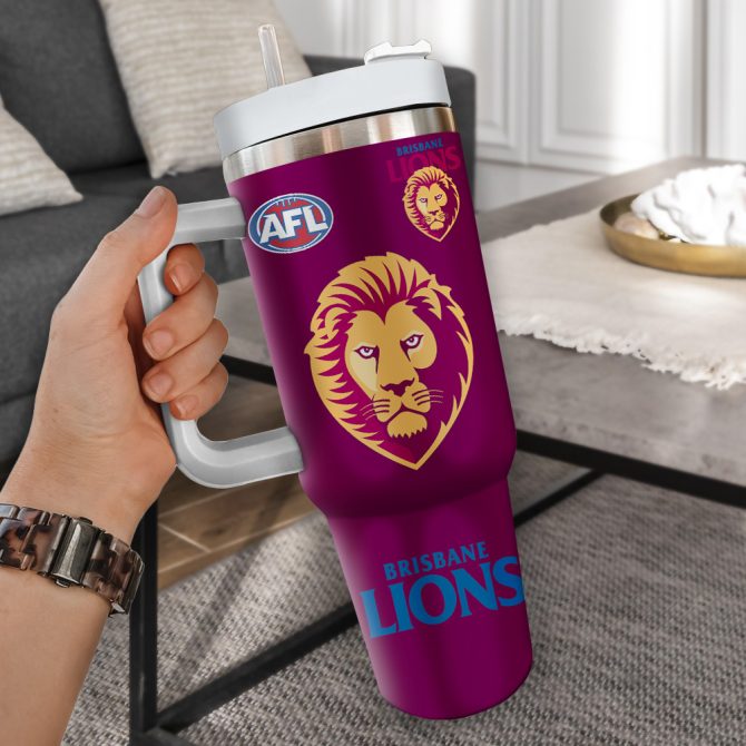 Brisbane Lions Afl Custom Stanley Quencher 40Oz Stainless Steel Tumbler - Image 3