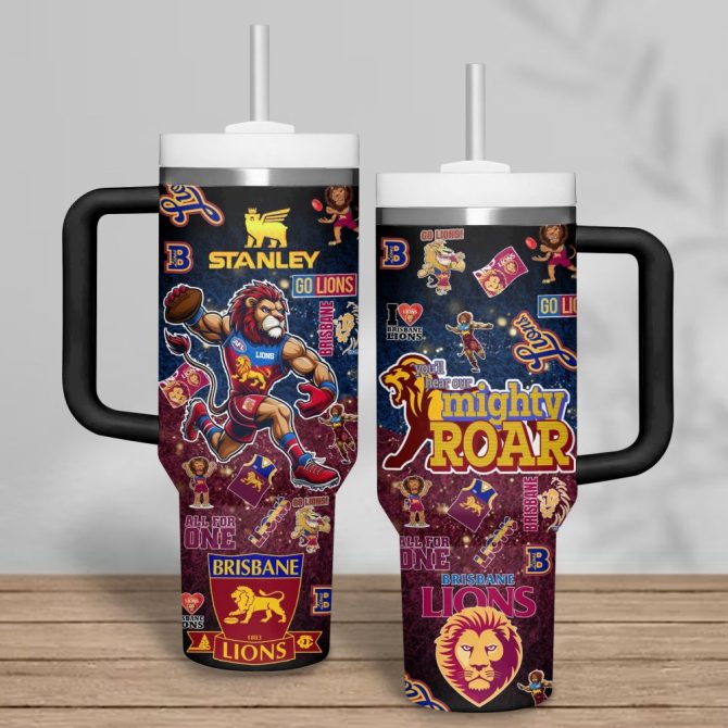 Brisbane Lions Afl Custom Stanley Quencher 40Oz Stainless Steel Tumbler With Handle - Image 3