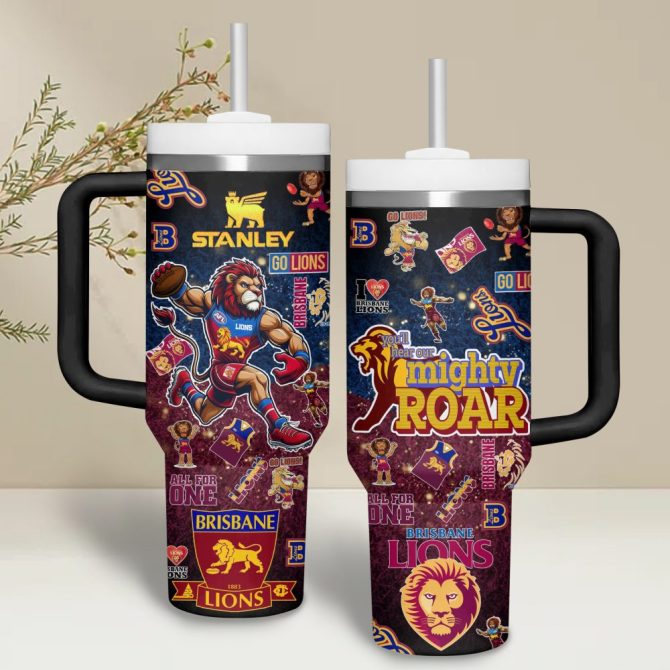Brisbane Lions Afl Custom Stanley Quencher 40Oz Stainless Steel Tumbler With Handle - Image 4