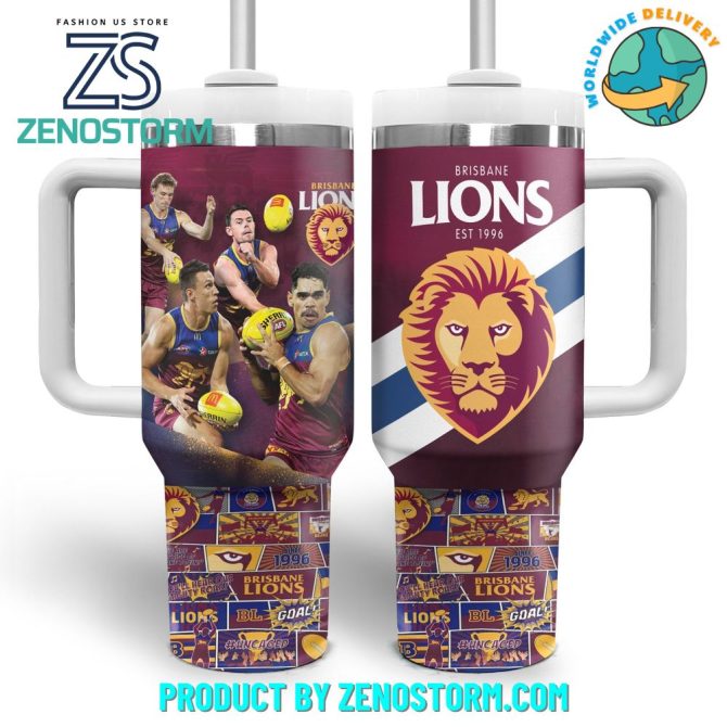 Brisbane Lions Nrl Custom Stanley Quencher 40Oz Stainless Steel Tumbler With Handle - Image 3