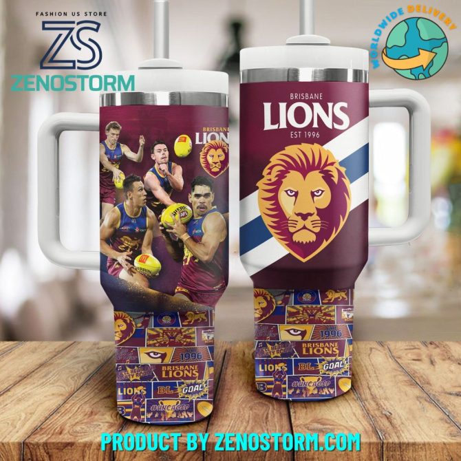 Brisbane Lions Nrl Custom Stanley Quencher 40Oz Stainless Steel Tumbler With Handle - Image 2