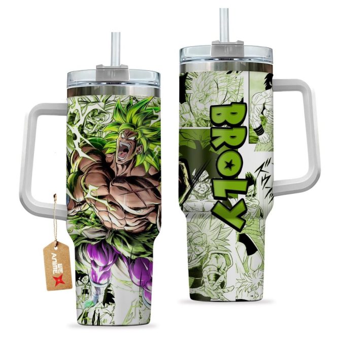 Broly Legendary Super Saiyan V2 Dragon Ball Z Anime Custom Stanley Quencher 40Oz Stainless Steel Tumbler - Image 2