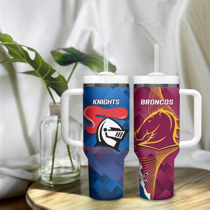 Broncos And Knights Rugby Dynamic Version Custom Stanley Quencher 40Oz Stainless Steel Tumbler With Handle - Image 9