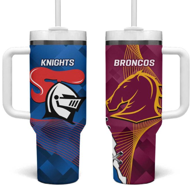 Broncos And Knights Rugby Dynamic Version Custom Stanley Quencher 40Oz Stainless Steel Tumbler With Handle - Image 2