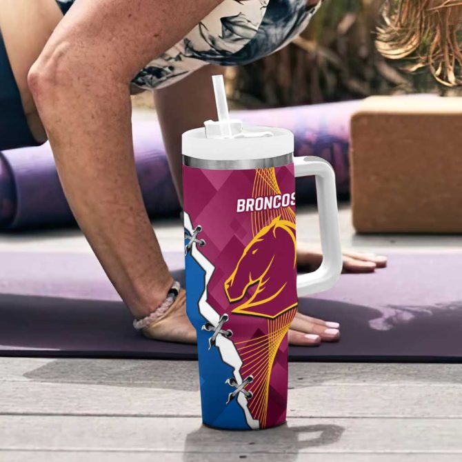 Broncos And Knights Rugby Dynamic Version Custom Stanley Quencher 40Oz Stainless Steel Tumbler With Handle - Image 6