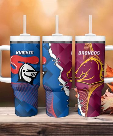 Broncos And Knights Rugby Dynamic Version Custom Stanley Quencher 40Oz Stainless Steel Tumbler With Handle