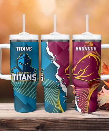 Broncos And Titans Rugby 2024 Dynamic Style Custom Stanley Quencher 40Oz Stainless Steel Tumbler With Handle