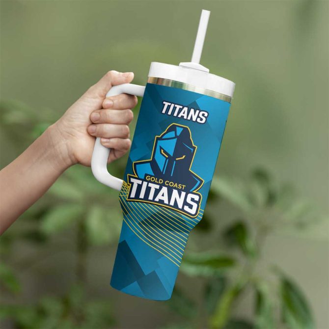 Broncos And Titans Rugby 2024 Dynamic Style Custom Stanley Quencher 40Oz Stainless Steel Tumbler With Handle - Image 4