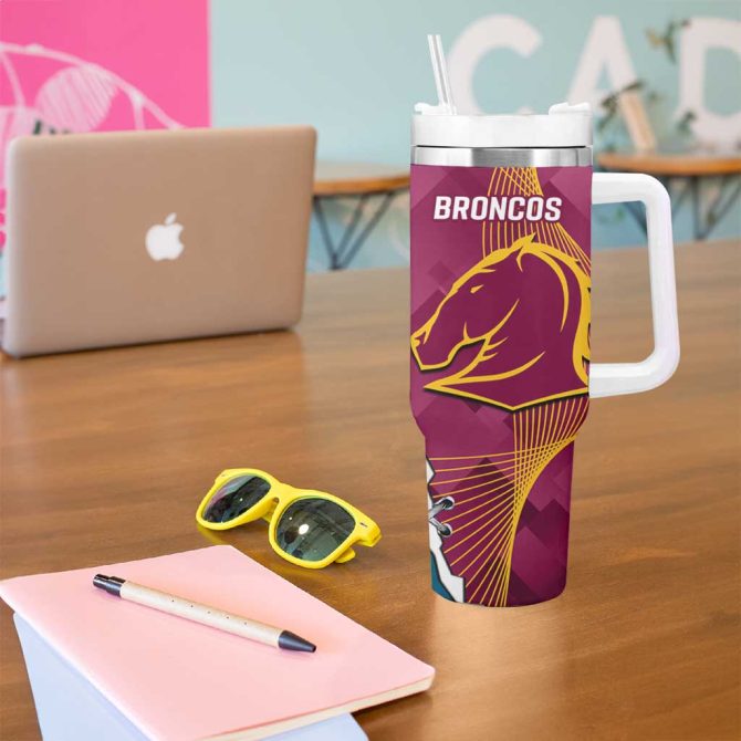 Broncos And Titans Rugby 2024 Dynamic Style Custom Stanley Quencher 40Oz Stainless Steel Tumbler With Handle - Image 5