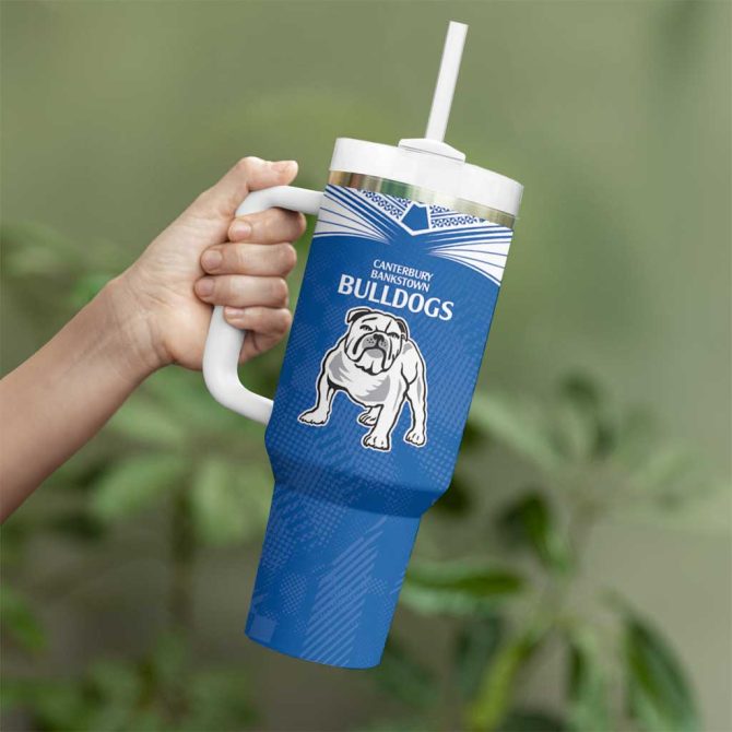 Broncos-Bulldogs Nrl Tribal Half Style Custom Stanley Quencher 40Oz Stainless Steel Tumbler With Handle - Image 4