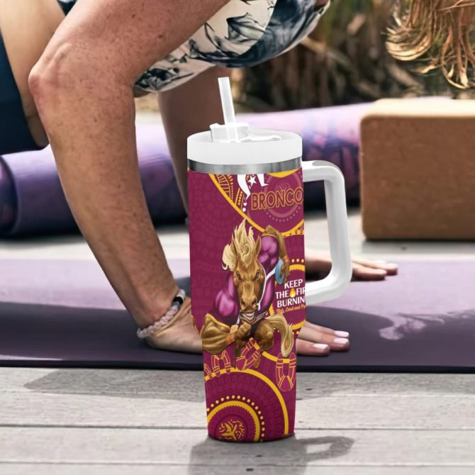 Broncos Naidoc Week Nrl Custom Stanley Quencher 40Oz Stainless Steel Tumbler - Image 7