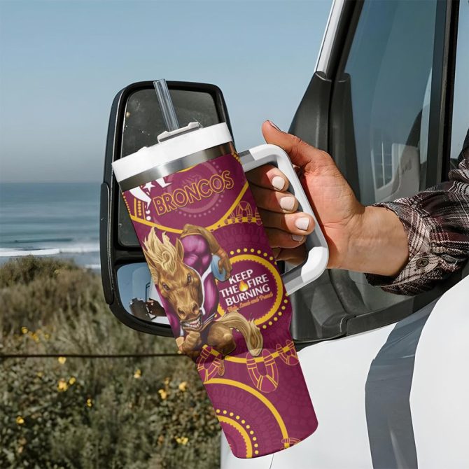 Broncos Naidoc Week Nrl Custom Stanley Quencher 40Oz Stainless Steel Tumbler - Image 8