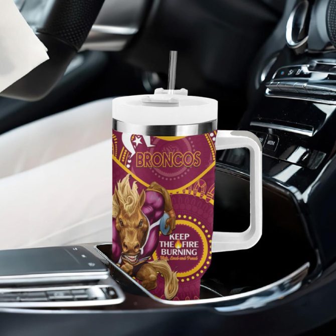 Broncos Naidoc Week Nrl Custom Stanley Quencher 40Oz Stainless Steel Tumbler - Image 9
