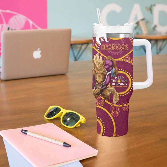 Broncos Naidoc Week Nrl Custom Stanley Quencher 40Oz Stainless Steel Tumbler - Image 6