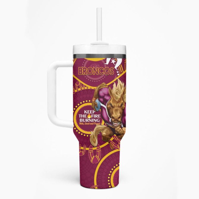 Broncos Naidoc Week Nrl Custom Stanley Quencher 40Oz Stainless Steel Tumbler - Image 2