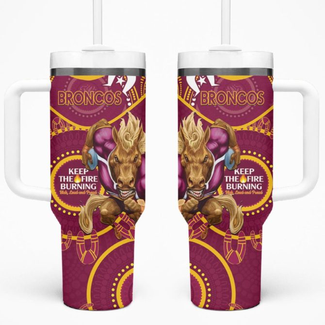 Broncos Naidoc Week Nrl Custom Stanley Quencher 40Oz Stainless Steel Tumbler