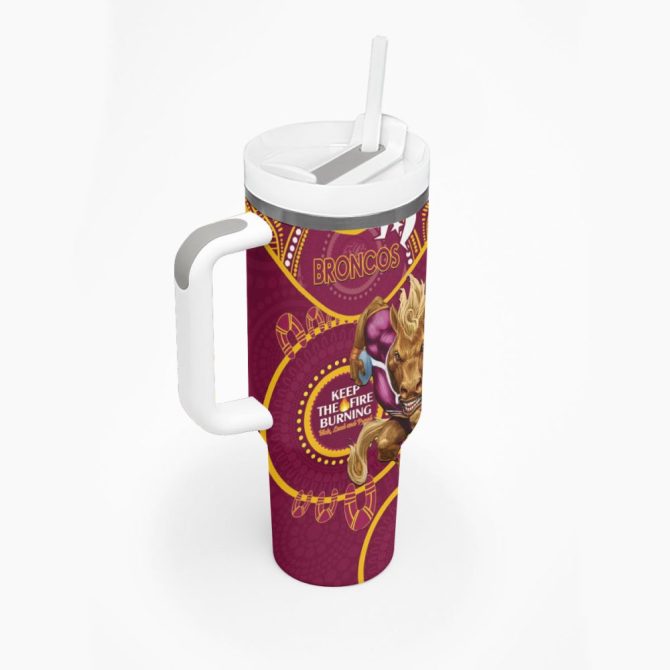 Broncos Naidoc Week Nrl Custom Stanley Quencher 40Oz Stainless Steel Tumbler - Image 3