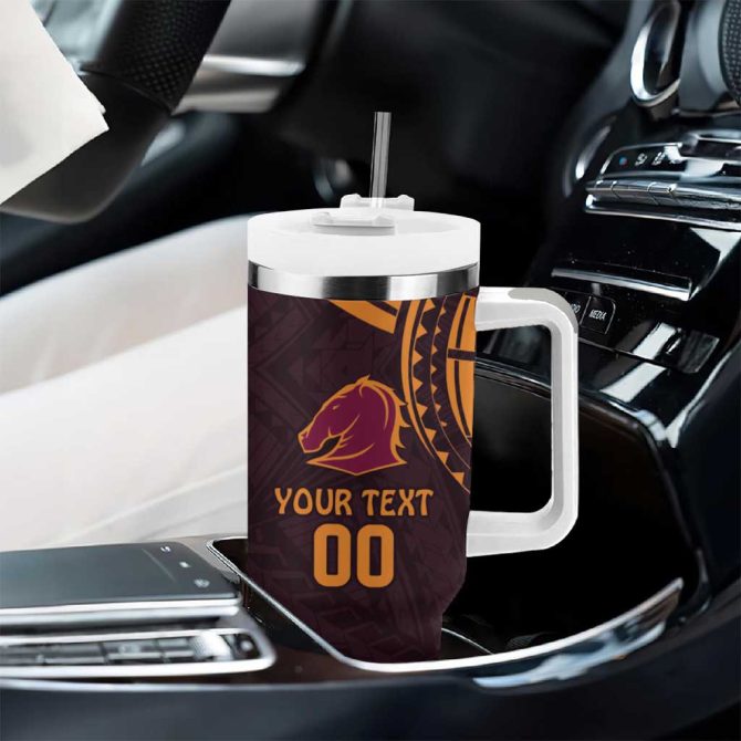 Broncos Rugby With Polynesian Style Custom Stanley Quencher 40Oz Stainless Steel Tumbler With Handle - Image 8