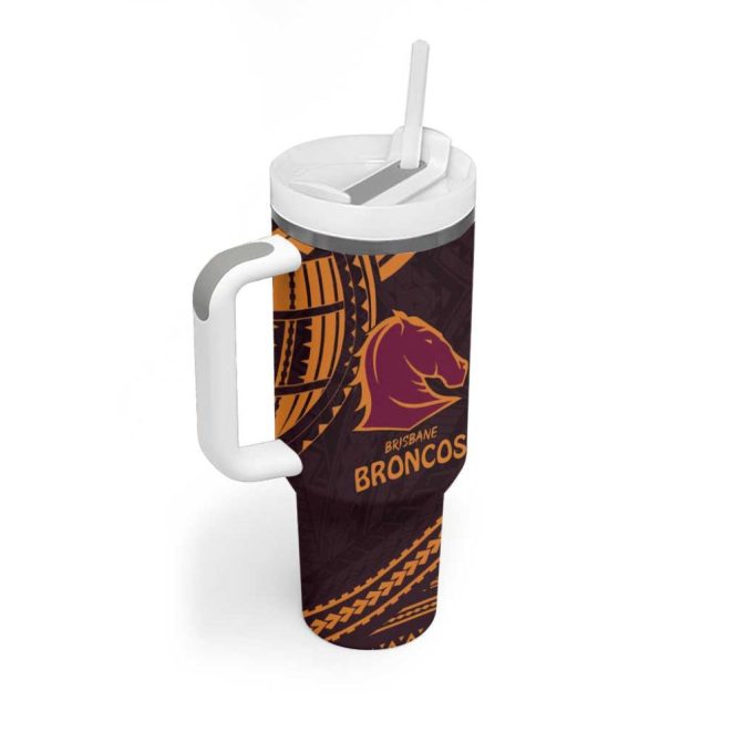 Broncos Rugby With Polynesian Style Custom Stanley Quencher 40Oz Stainless Steel Tumbler With Handle - Image 3