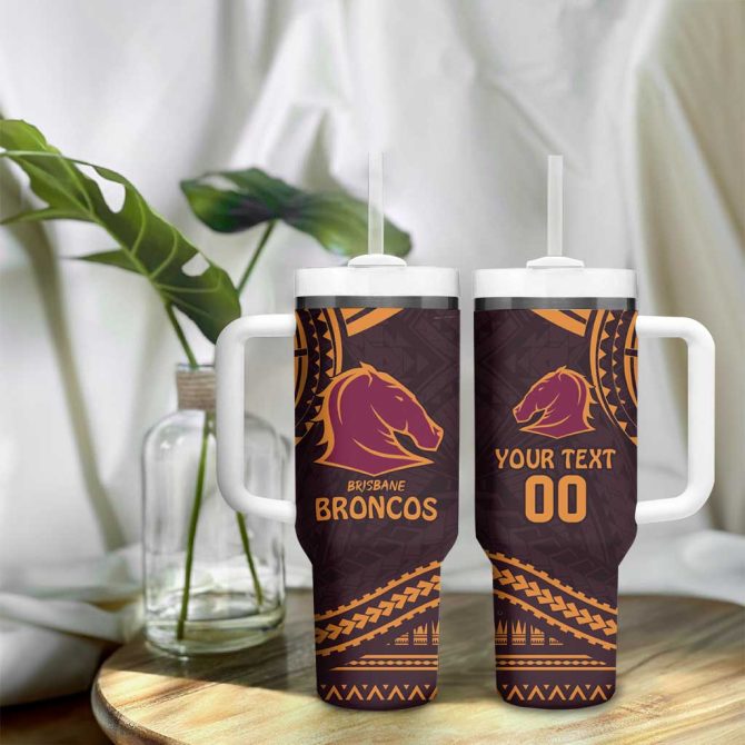 Broncos Rugby With Polynesian Style Custom Stanley Quencher 40Oz Stainless Steel Tumbler With Handle - Image 9
