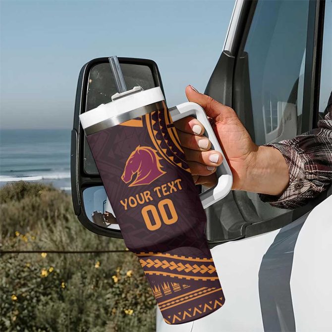 Broncos Rugby With Polynesian Style Custom Stanley Quencher 40Oz Stainless Steel Tumbler With Handle - Image 7