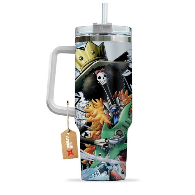 Brook One Piece Anime Custom Stanley Quencher 40Oz Stainless Steel Tumbler - Image 4