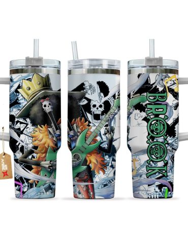 Brook One Piece Anime Custom Stanley Quencher 40Oz Stainless Steel Tumbler