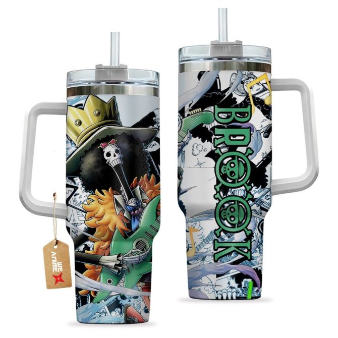 Brook One Piece Anime Custom Stanley Quencher 40Oz Stainless Steel Tumbler - Image 2