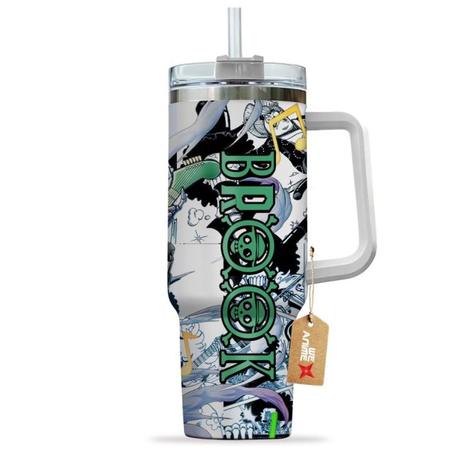 Brook One Piece Anime Custom Stanley Quencher 40Oz Stainless Steel Tumbler - Image 3