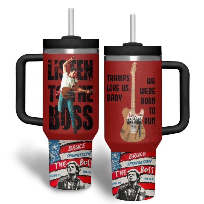 Bruce Springsteen Music Custom Stanley Quencher 40Oz Stainless Steel Tumbler