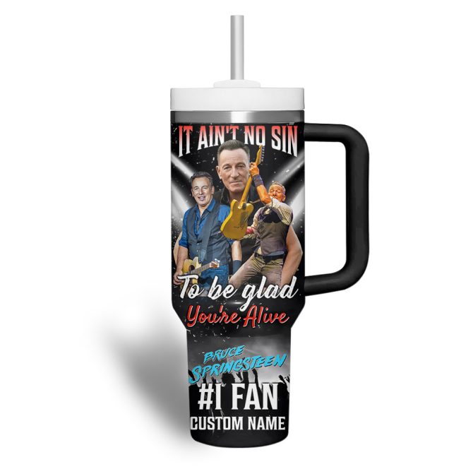 Bruce Springsteen Music Custom Stanley Quencher 40Oz Stainless Steel Tumbler With Handle - Image 4