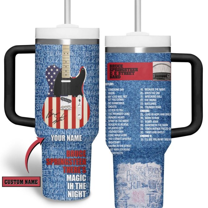 Bruce Springsteen Music Custom Stanley Quencher 40Oz Stainless Steel Tumbler With Handle