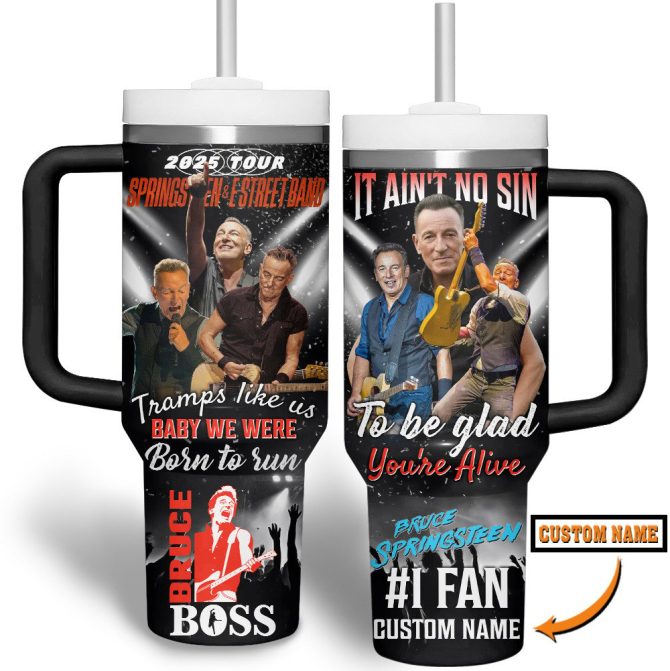 Bruce Springsteen Music Custom Stanley Quencher 40Oz Stainless Steel Tumbler With Handle - Image 2