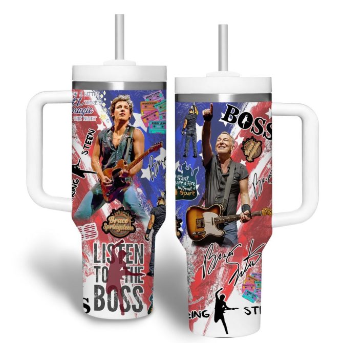 Bruce Springsteen Music Custom Stanley Quencher 40Oz Stainless Steel Tumbler With Handle