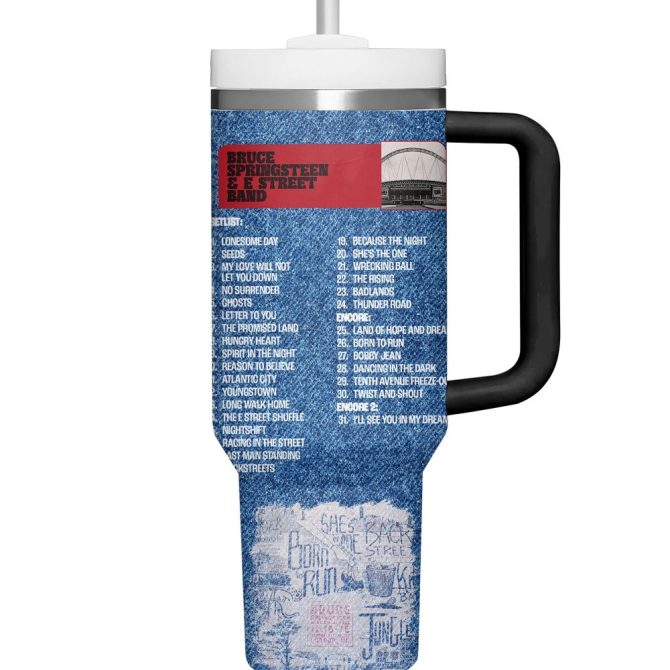 Bruce Springsteen Music Custom Stanley Quencher 40Oz Stainless Steel Tumbler With Handle - Image 4